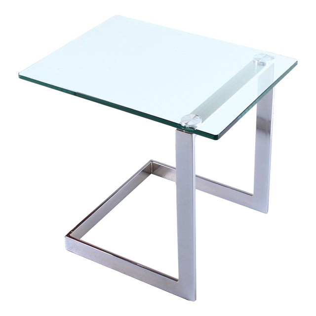 Postmodern Cantilever Side Table in Chrome and Glass from Gebra, 1980s For Sale