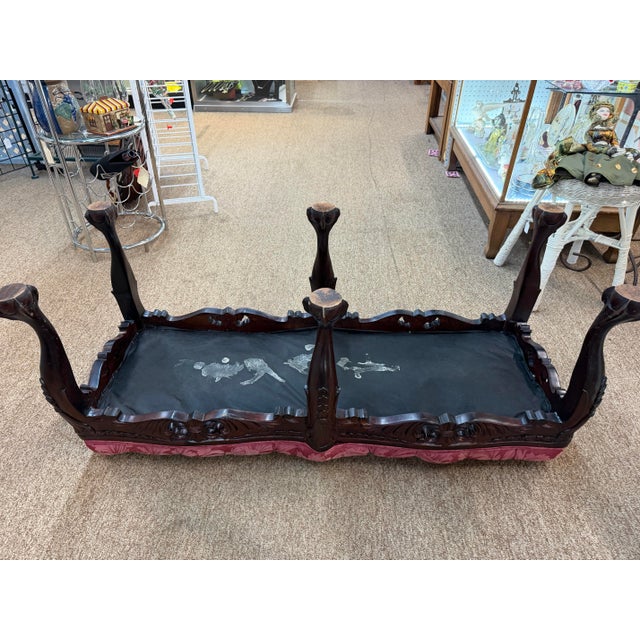 1960s Chippendale-Style Carved Mahogany Bench For Sale In Atlanta - Image 6 of 10