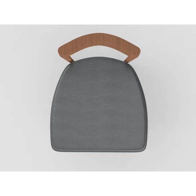 Modern Linea 645 Grey Chair in Leather and Wood by Collector Studio For Sale - Image 4 of 5