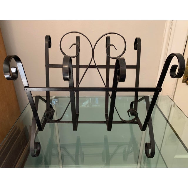 1970s Vintage Black Wrought Iron Magazine Rack Chairish