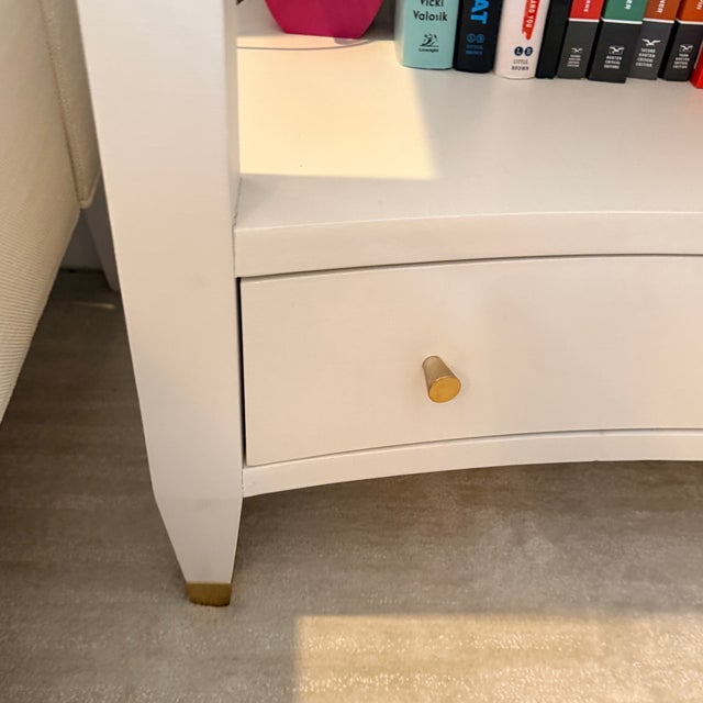 Contemporary Modern History Concave Two Drawer Nightstand For Sale - Image 3 of 9