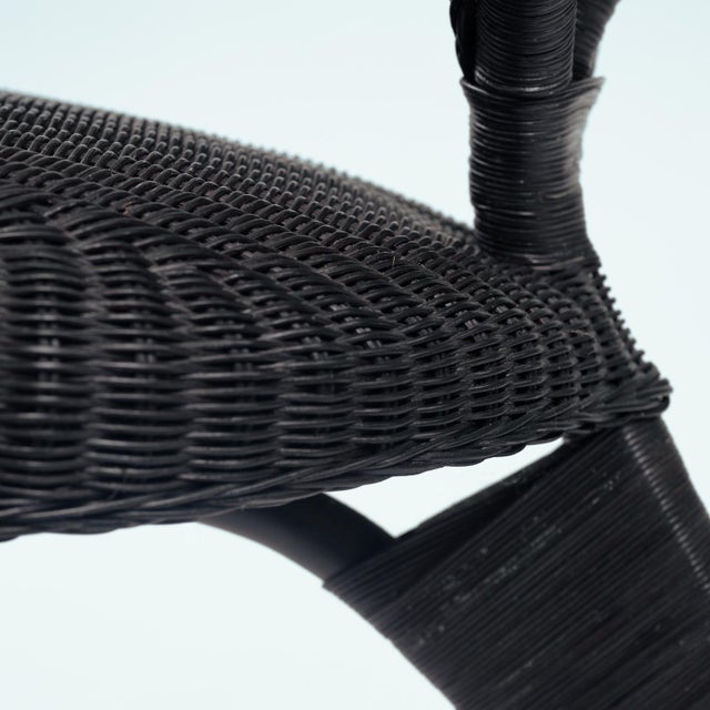 Set of Sculptural Rattan Tripod Armchairs, 1980s For Sale - Image 10 of 18