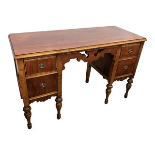 Early 20th Century Antique Solid Wood Small Desk Hall Table For Sale