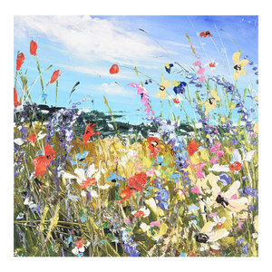 Evelina Vine, Colourful Impasto Wild Flower Meadow Painting by Contemporary British Artist, 2022