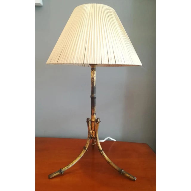Table Lamp in Imitation Bamboo Gilt Metal, 1950s For Sale - Image 13 of 13