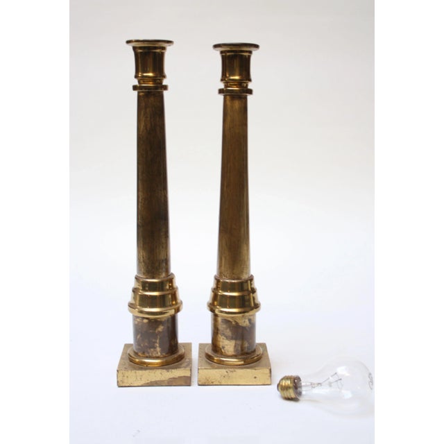 Glamorous pair of Hollywood Regency-Style Candlesticks made by Enrique Garcel (Colombia circa late 1970s - early 1980s)....