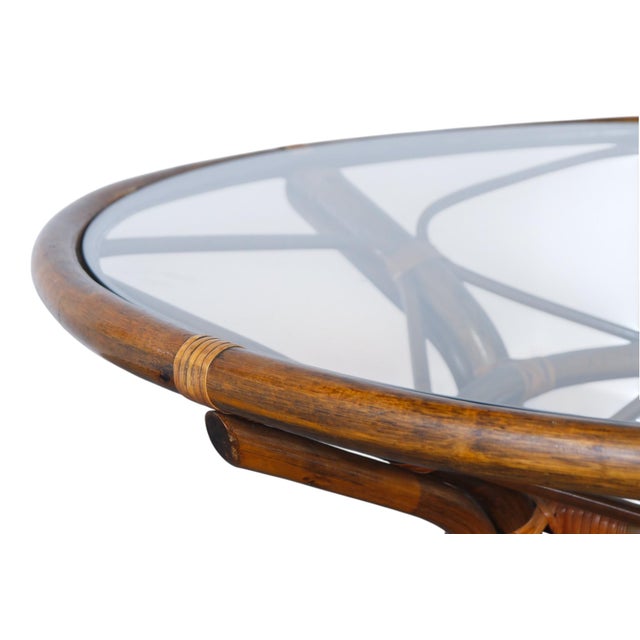 Mid-Century Modern 1980s Bamboo and Glass Dining Table For Sale - Image 3 of 6