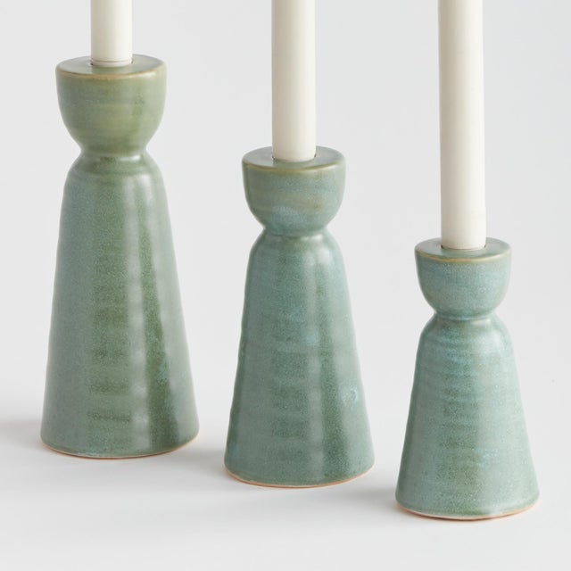 Farmhouse Libbey Taper Holders, Set Of 3 For Sale - Image 3 of 4