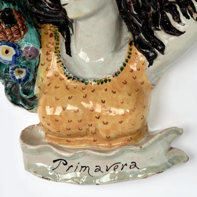 Vintage Italian Terra Cotta Spring and Autumn Figural Wall Sconces For Sale In West Palm - Image 6 of 12