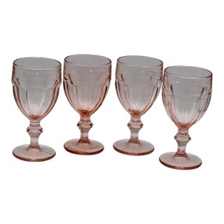 1970s Libbey Pink Duratuff Gibraltar Pink Wine Tea Water Goblets - Set of 4 For Sale