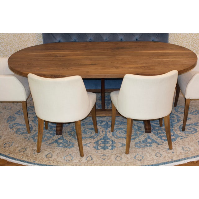 Pair of Bright Chair Maria Side Chairs in Jane Churchill Darwin Cream With Natural Walnut Legs For Sale - Image 9 of 11