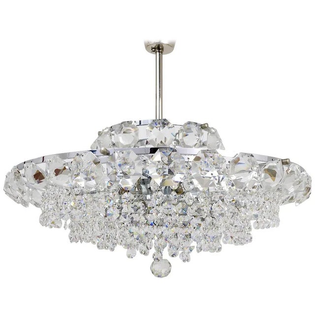 Chandelier with Diamond-Shaped Crystals from Bakalowits & Söhne, Austria, 1950s For Sale - Image 11 of 11