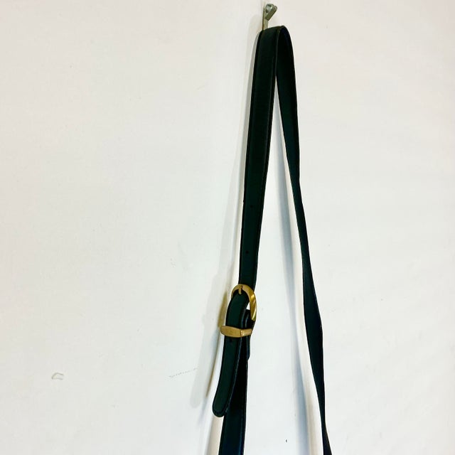 1993 Vintage Boho Chic Coach Willis Navy Leather Satchel Crossbody Handbag For Sale - Image 9 of 11