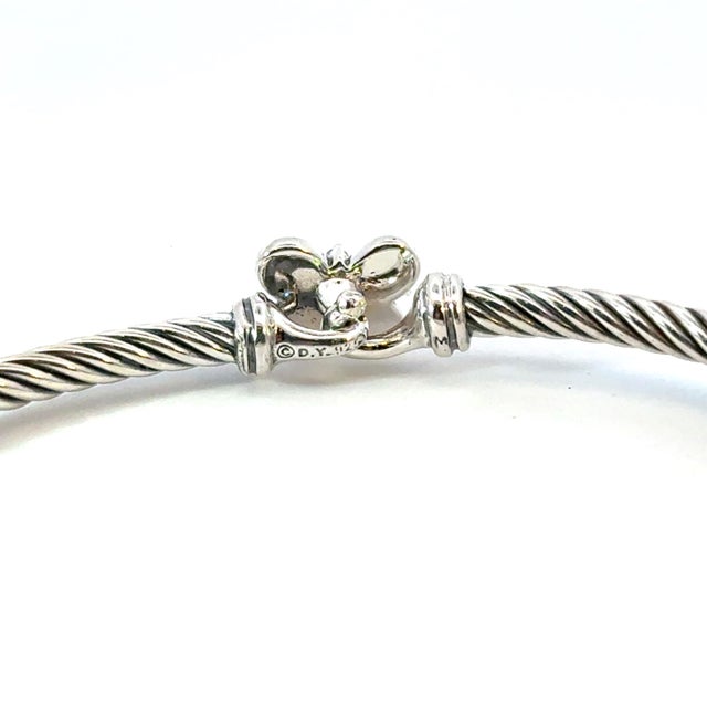 David Yurman 1990s David Yurman Diamond Butterfly Cuff Bracelet Size M Sterling Silver Estate For Sale - Image 4 of 4