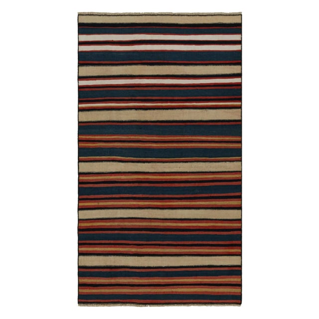 1950s Vintage Afghani Tribal Kilim Runner Rug With Stripes For Sale