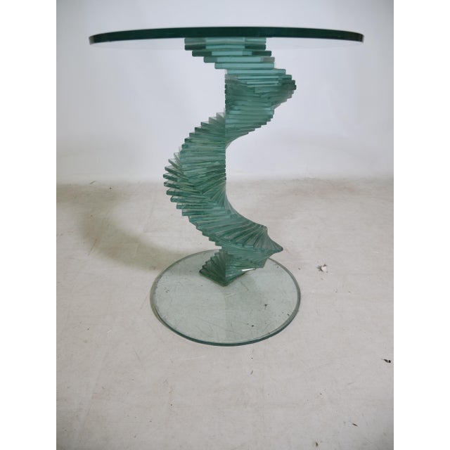 1980s Postmodern Glass Spiral Helix Side Table, 1980s For Sale - Image 5 of 7