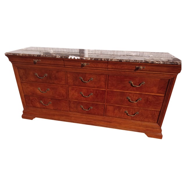 12 drawer marble top triple dresser 73"x19"x35"