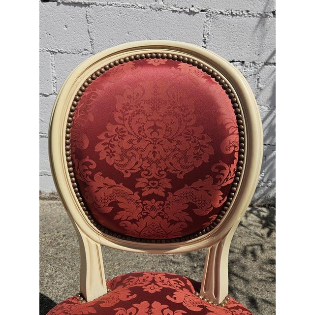 Antique Louis XVI French Medallion Damask Chairs, Set of 4 For Sale - Image 13 of 18
