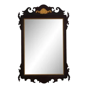 Chippendale Mahogany Mirror W. Gold Trim