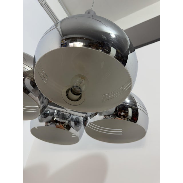 Space Age Chromed Metal 4-Light Chandelier in the style of Reggiani, 1970 For Sale - Image 3 of 8