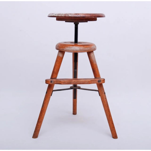 Vintage Height Adjustable Workshop Stool, 1950s For Sale - Image 10 of 10
