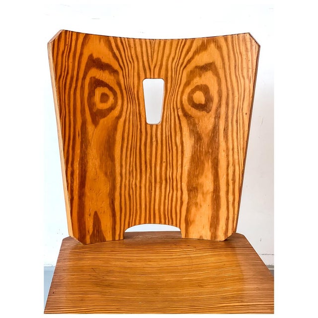 Set of Vintage Brutalist Pine Dining Chairs, in the style of Goran Malmvall, 1960s For Sale - Image 5 of 18