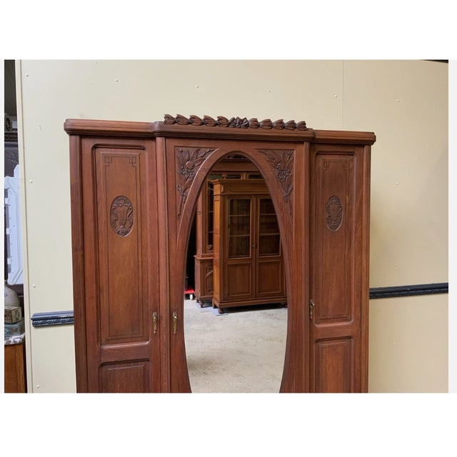 Antique Art Nouveau Wardrobe with Linen Compartments, 1910 For Sale - Image 9 of 11
