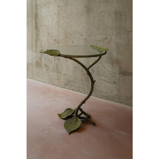 Metal Autunno Side Table in Bronze and Glass by Marsica Fossati For Sale - Image 7 of 9