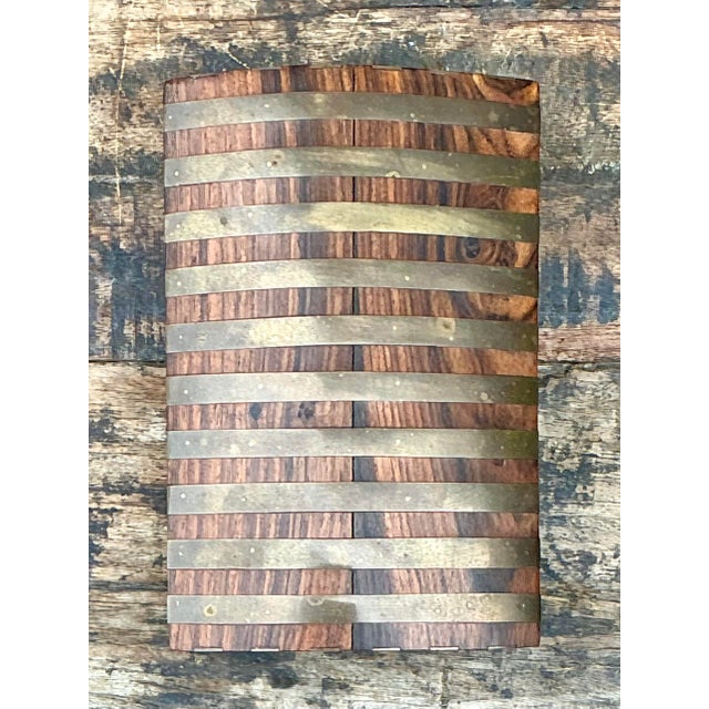 Wood Vintage Brass Band Box For Sale - Image 7 of 12