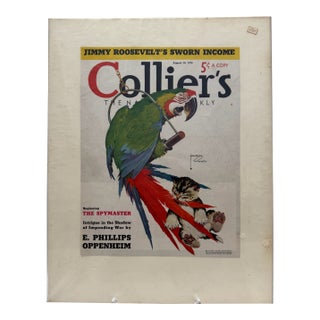 1938 Original Collier's the National Weekly Cover, August, Lawson Wood, Art Deco, Matted For Sale