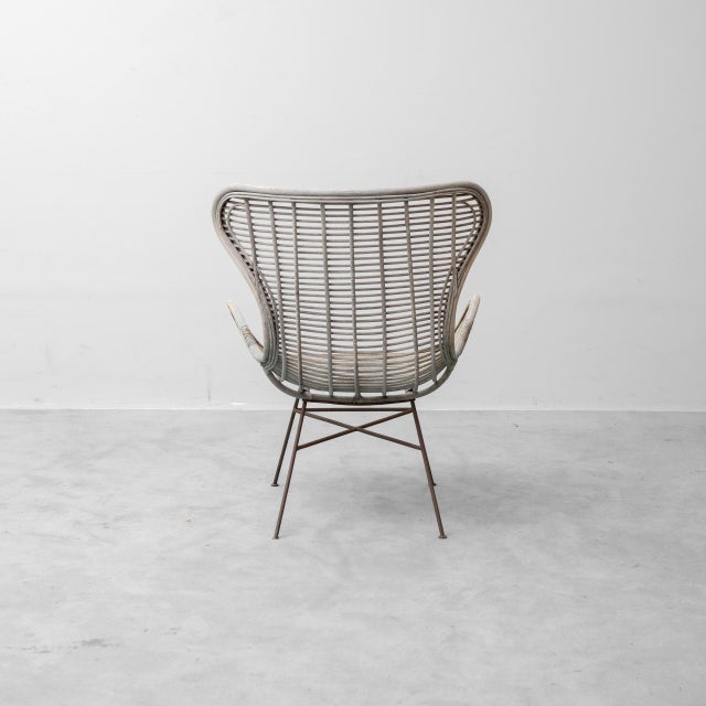 Vintage Rattan and Metal Armchair, 1960s For Sale - Image 3 of 13