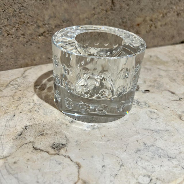Oleg Cassini Oleg Cassini Crystal Candle Holder Bubble Glass Votive For Sale - Image 4 of 6