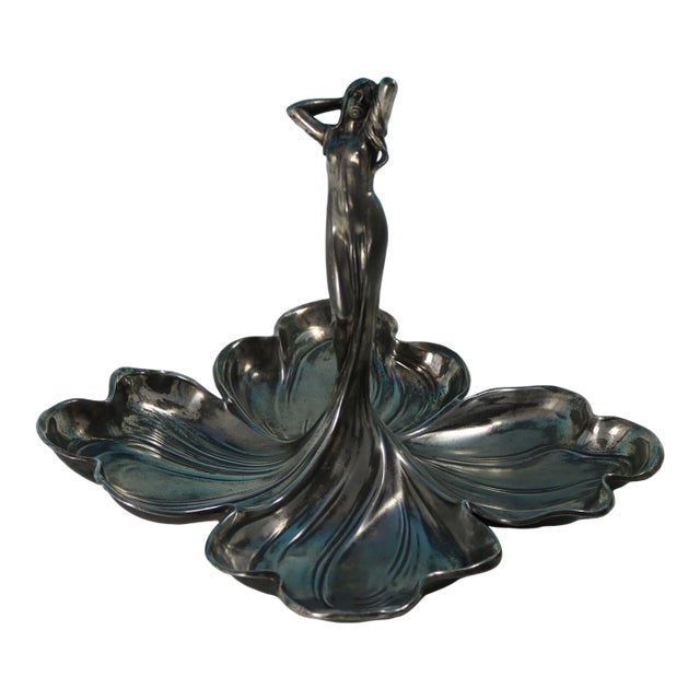1910s WMF Art Nouveau Maiden Four Sectioned Fruit Dish For Sale