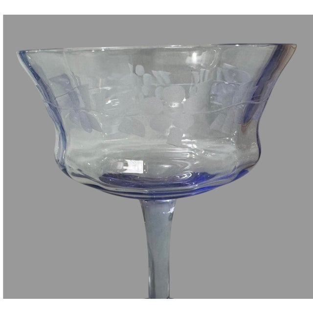 Art Nouveau Vintage Tiffin Franciscan Twilight Floral Etched Wine Glass For Sale - Image 3 of 4