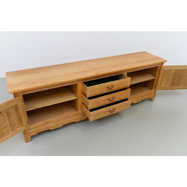 Tan Mid-Century Farmhouse Danish Oak Sideboard by Henning Kjærnulf for EG, 1960s For Sale - Image 8 of 18