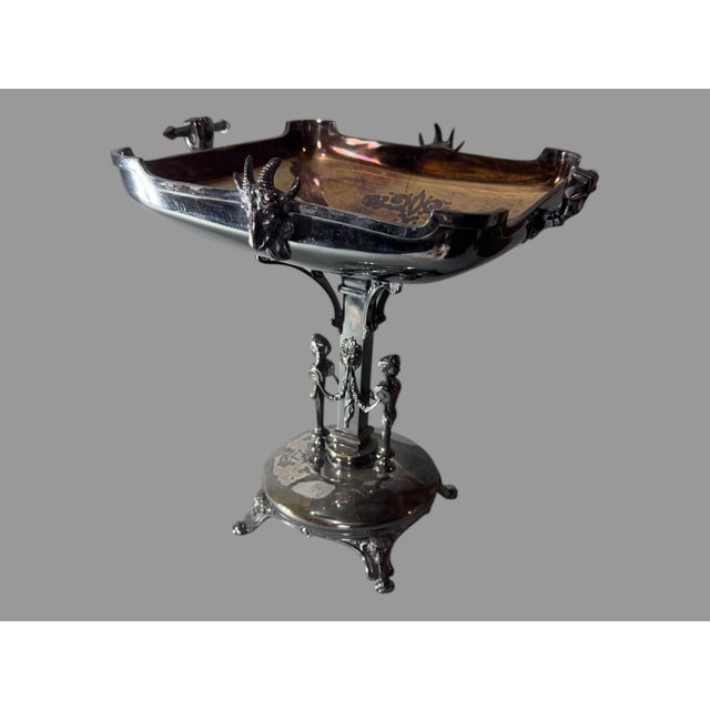 Silver Antique Victorian Figural Silverplate Compote Serving Bowl Basket For Sale - Image 8 of 8