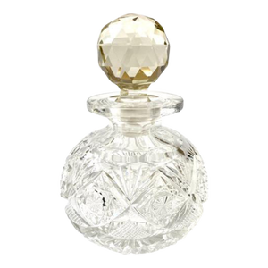 Glamorous Brilliant Cut Glass Globe Cologne Bottle and Stopper Early 1900s
