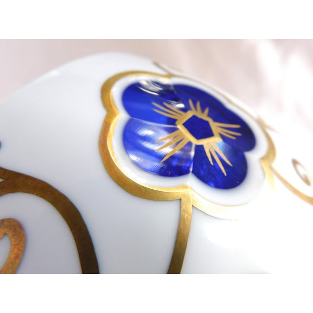 Traditional 1950s White Over Blue Cut to Clear Bowl For Sale - Image 3 of 7