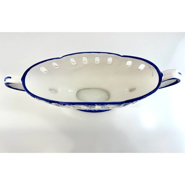 1960s Mid Century Hand Painted Alcobaça Portugal Centerpiece Bowl For Sale - Image 9 of 11