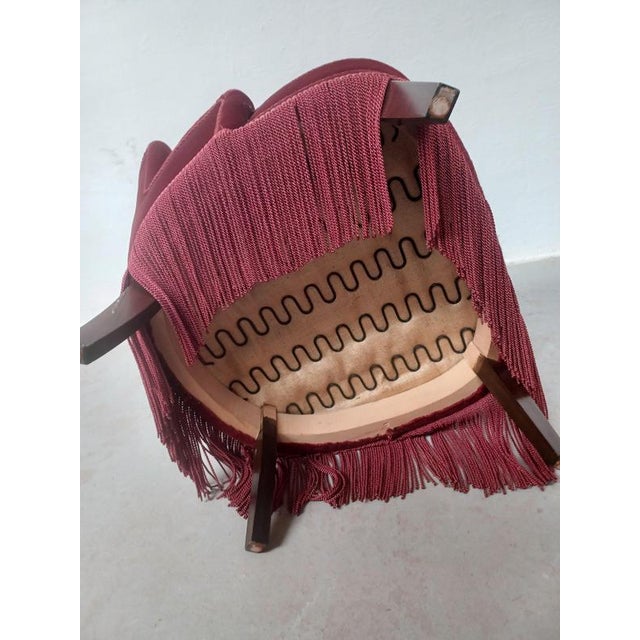 Danish Armchair Reupholstered in Red Velvet, 1900s For Sale - Image 11 of 12