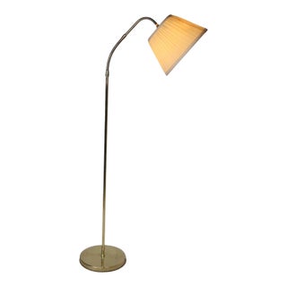 Mid 20th Century Brass Gooseneck Floor Lamp For Sale