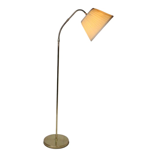 Mid 20th Century Brass Gooseneck Floor Lamp For Sale