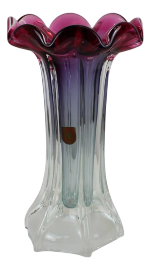 Pink Violet Ruby Glass Vase, 1960s