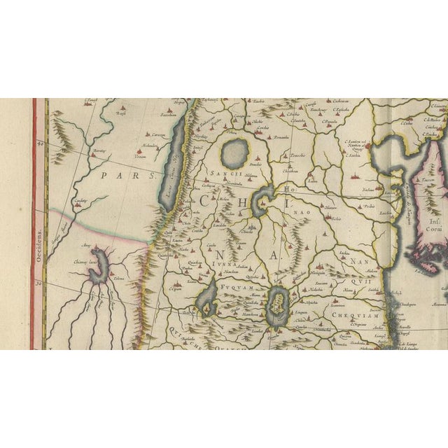 Antique Map of China, Japan & Korea with Cartouches and Ships from Blaeu, 1642 For Sale - Image 9 of 12