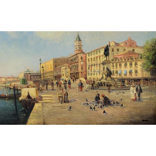 Impressionist Framed Italian Street Canal Scene Oil Painting by Nicholas Briganti For Sale - Image 3 of 11