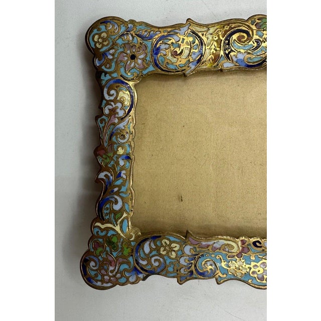 Antique Cloisonné Bronze Frame, 1890s For Sale - Image 4 of 10