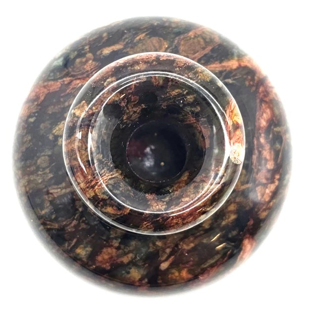 Vintage Polished Marble Stone Vase Autumn Tones Organic Modern Decorative Object 3.5" For Sale In San Francisco - Image 6 of 8