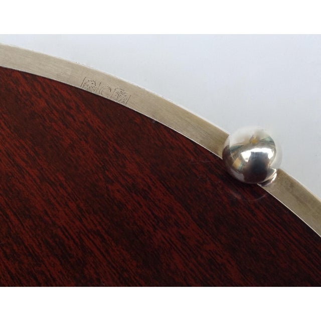 Vintage Silver Plate Reticulated Server Tray w/ Laminate Wood Grain Interior For Sale - Image 9 of 11