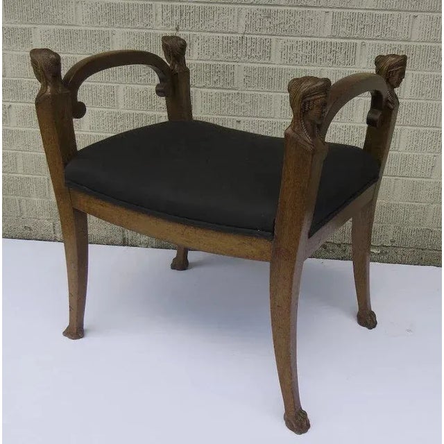 French 19th Carved Walnut Window Seat Stool Bench For Sale - Image 11 of 13