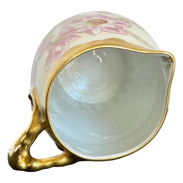 Metal Early 1900s Elite Works Limoges Hand-Painted Narcissus Cider Pitcher For Sale - Image 7 of 8
